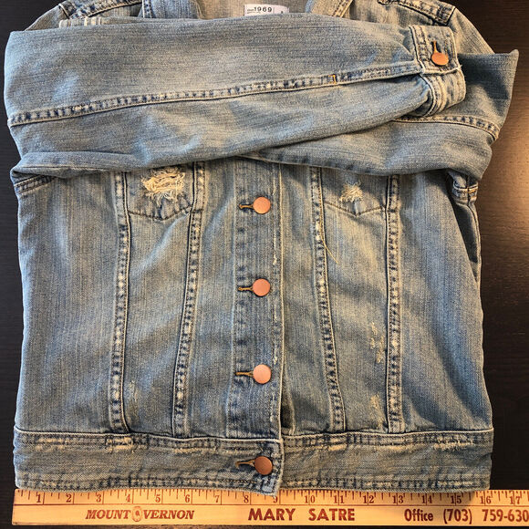 GAP Women's Small Denim Jacket Lily Flap Pocket Distressed Jean VTGNICSN 305753 - Picture 12 of 12